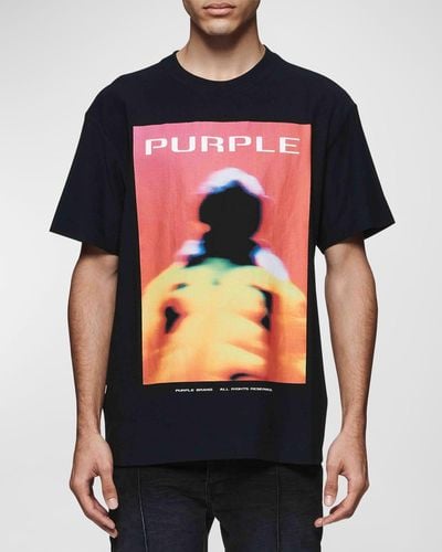 Purple Textured Jersey T-Shirt - Black