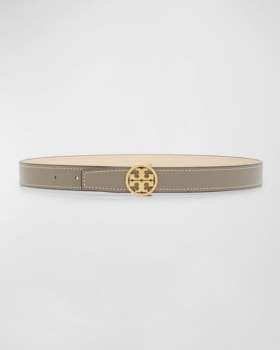 Tory Burch Miller Reversible Smooth Leather Belt - Natural