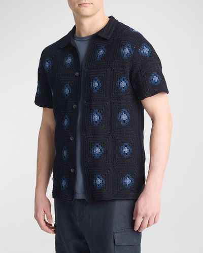 Vince Crochet Button-Down Shirt - Blue