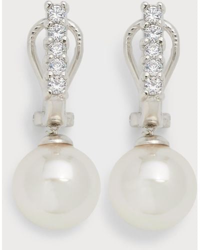 Majorica Lilit Cubic Zirconia And Pearl Omega Earrings - White