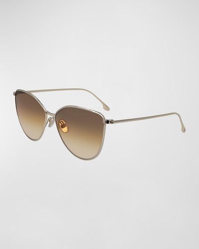 Victoria Beckham Hammered Metal Cat-Eye Sunglasses - White