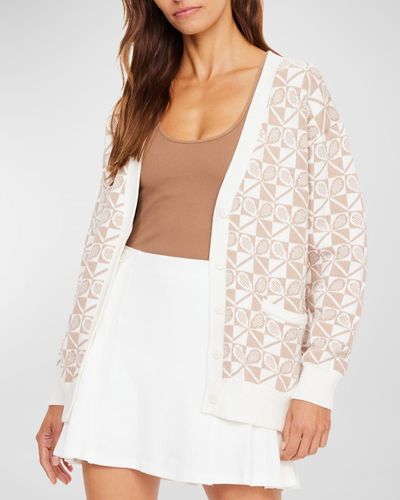 The Upside Boulevard Piper Cotton Check Knit Cardigan - White