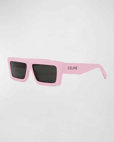 Celine Flat-top Acetate Rectangle Sunglasses - Pink