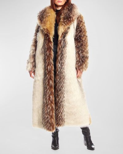 Fabulous Furs Faux-Fur Shawl-Collar Full-Length Coat - Natural