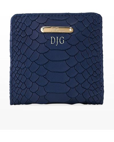 Gigi New York Python-Embossed Leather Mini Folding Wallet - Blue