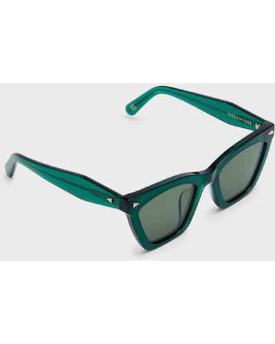 Karen Walker Logo Acetate Cat-eye Sunglasses - Green