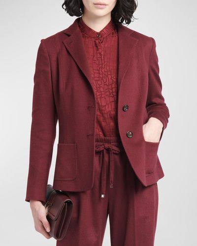 Kiton Single-Breasted Cashmere Blazer Jacket - Red