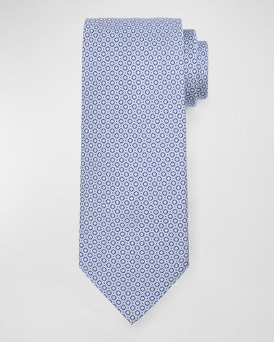 Stefano Ricci Silk Micro-Geometric Tie - Blue