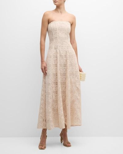 Cult Gaia Solia Long Strapless Floral Lace Dress - Natural