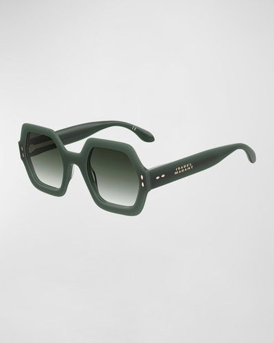 Isabel Marant Im0004Ns Angular Acetate Square Sunglasses - Green