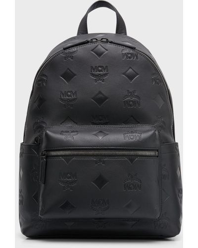 MCM Stark Mini Embossed Leather Backpack - Black
