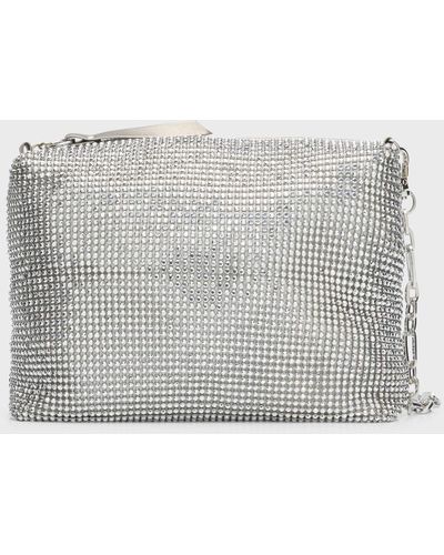 Whiting & Davis Anya Metallic Crystal Shoulder Bag - Gray