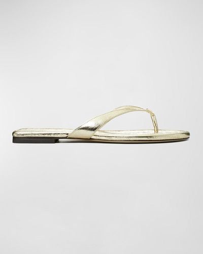 Tory Burch Capri Metallic Flip Flop Sandals - White