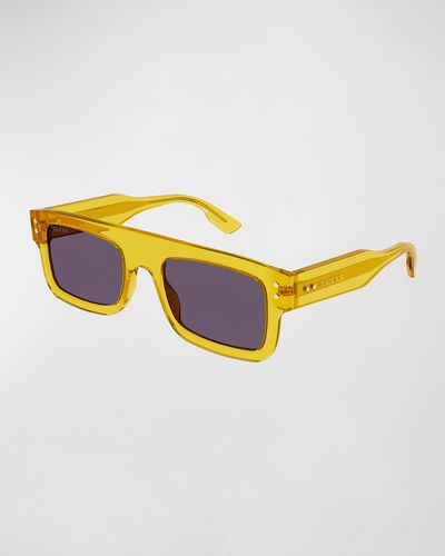 Gucci Rectangle Acetate Sunglasses - Yellow