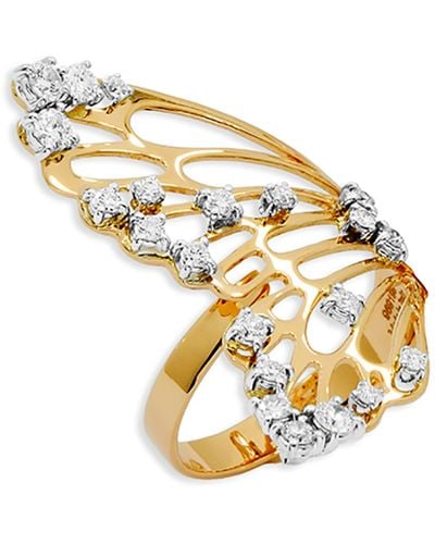 Staurino 18k Rose Gold Half Butterfly Diamond Ring, 0.74tcw - Metallic
