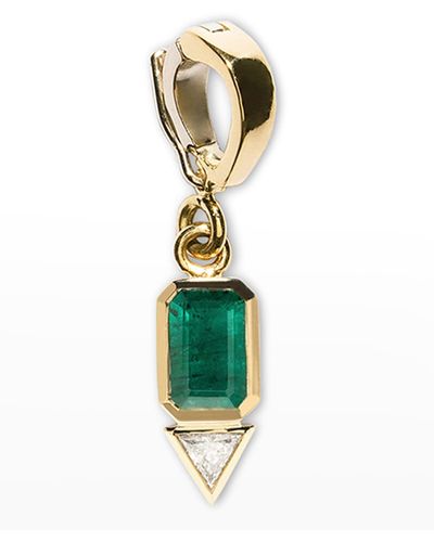 Azlee Emerald And Trillion Small Diamond Charm - Green