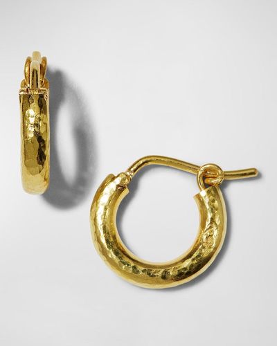 Elizabeth Locke Baby Hammered 19k Gold Hoop Earrings, 14mm - Metallic