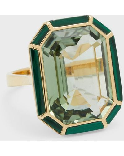 Goshwara 18k Yellow Gold Emerald-cut Prisiolite Ring, Size 6.75 - Green