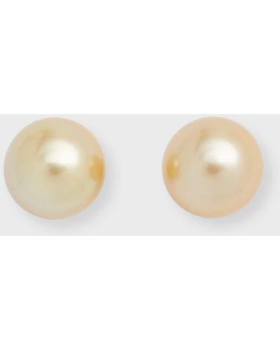 Belpearl 18k Yellow Gold 13mm South Sea Pearl Stud Earrings - Natural