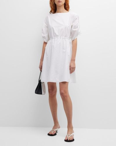 Emporio Armani Ruched-Sleeve A-Line Mini Dress - White