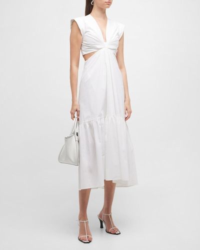 A.L.C. Alexandria Gathered Cut-Out Midi Dress - White