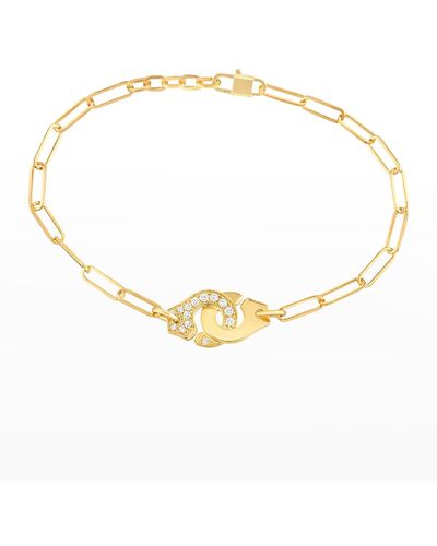 Dinh Van Yellow Gold Menottes R10 Medium One-side Diamond Bracelet - Metallic