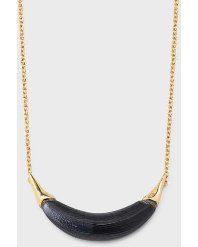 Alexis Gold-capped Crescent Lucite Necklace - White