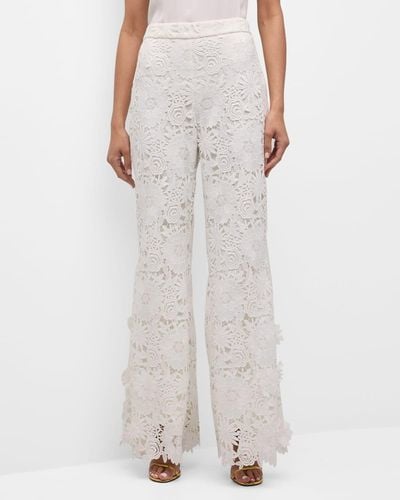 Emanuel Ungaro Tanya High-rise Flare-leg Floral Lace Pants - White