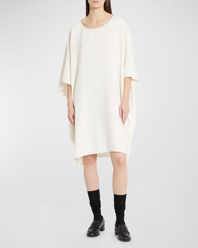 The Row Abasi Scoop-neck 3/4-sleeve Oversized Shift Dress - Natural