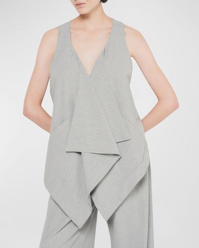 AS by DF Luxembourg Pinstripe Twill Vest - Gray