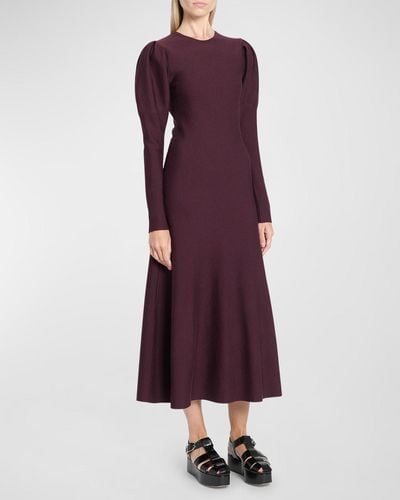 Gabriela Hearst Hannah Puff-Sleeve Wool-Cashmere Maxi Dress - Purple