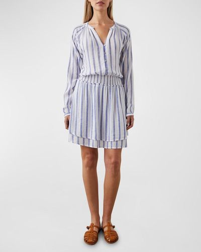 Rails Jasmine Striped Linen-blend Mini Dress - Blue
