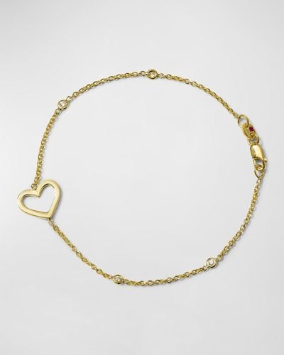 Roberto Coin Yellow Gold Heart Diamond Bracelet - Natural