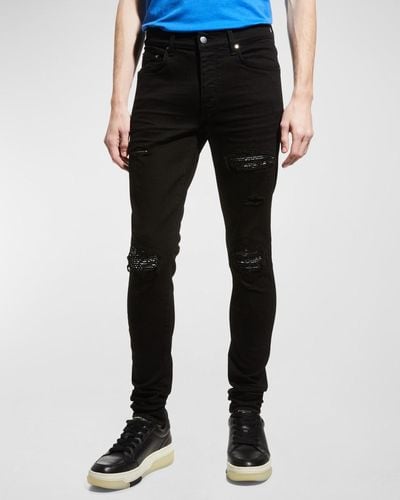 Amiri Mx1 Bandana Repair Skinny Jeans - Black