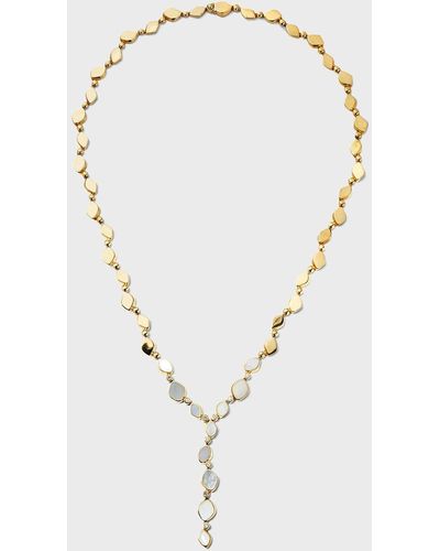 Vendorafa Yellow Gold Pebble Necklace With Mother-of-pearl And Diamonds - Multicolor