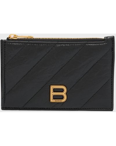 Balenciaga Crush Long Coin And Card Holder Quilted - Black