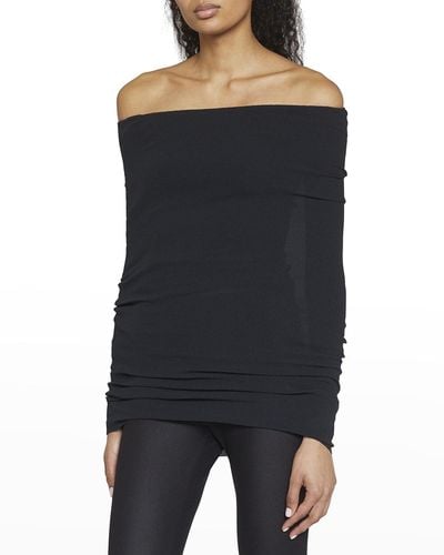 Balenciaga Off-the-shoulder Rib Cover-up Top - Black