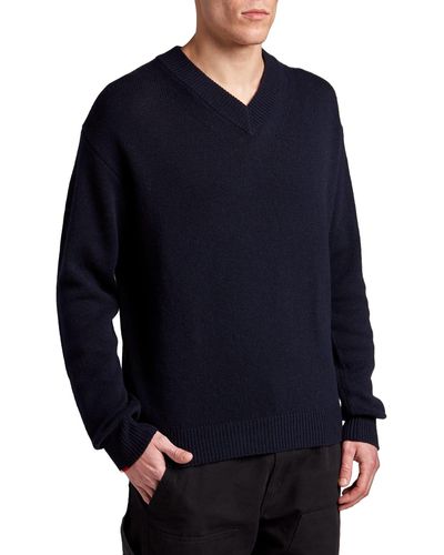 Moncler V-neck Cashmere-wool Sweater - Blue