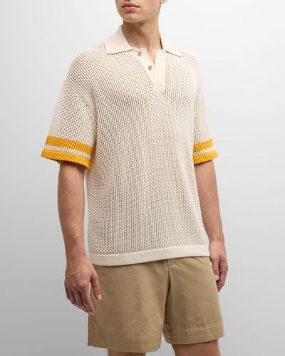Givenchy Knit Contrast-Cuff Polo Shirt - Natural