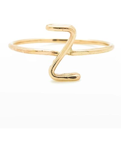Atelier Paulin 18k Yellow Gold Alphabet Ring, Size 4.5-9 - Metallic