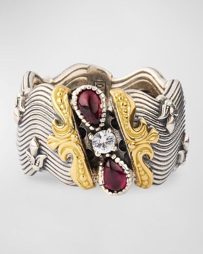 Konstantino And Ring With Rhodolite And Sapphires - Metallic