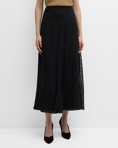 Chloé X Atelier Jolie Mesh Godet A-Line Maxi Skirt - Black