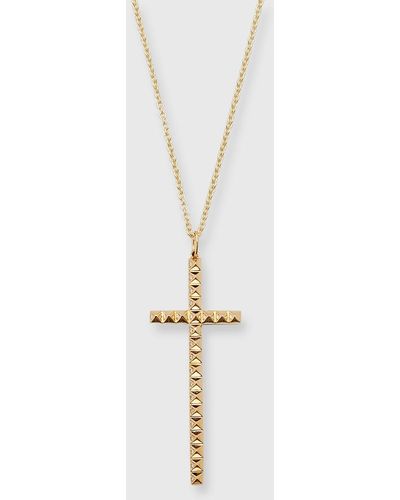 Sydney Evan Pyramid Spiked Diamond Cross Charm Necklace - White