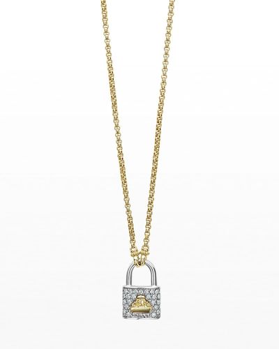 Lagos Beloved Diamond Lock Pendant Necklace - White