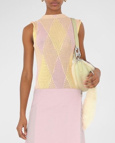 Burberry Diamond Knit High-Neck Tank Top - Pink