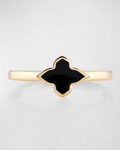 Farah Khan Atelier 18k Yellow Gold Piano Black Minimalistic Ring, Size 7 - Multicolor