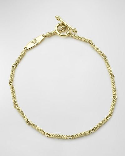 Lagos 18k Gold Superfine Caviar Beaded Link Bracelet With Toggle Clasp, 7"l - Metallic