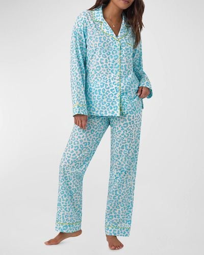 Bedhead Leopard-Print Organic Cotton Pajama Set - Blue
