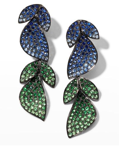 Alexander Laut Tsavorite And Sapphire Leaf Earrings - Blue