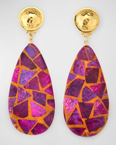 Devon Leigh Copper-infused Purple Turquoise Drop Earrings - Red